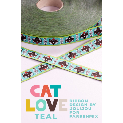 Cat love teal Webband