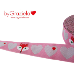 byGraziela Herzen mit Fuchs rosa-grau Webband