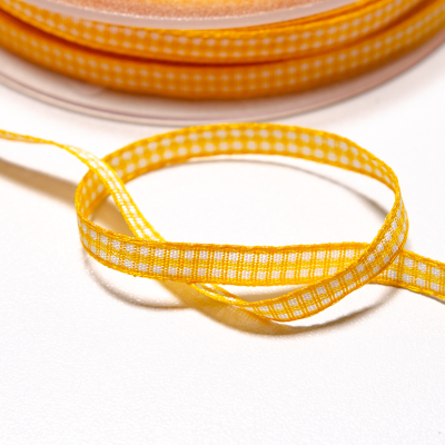 Vichyband 5mm gelb-weiss