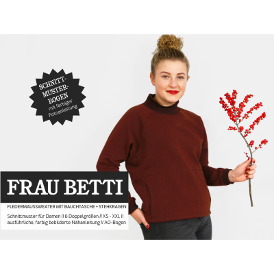 Frau Betti - Fledermaussweater mit Bauchtasche und Stehkragen