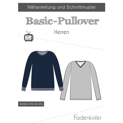 Papierschnittmuster Basic-Pullover Herren Fadenkäfer
