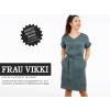 Frau Vikki - lockeres Kleid mit V- Ausschnitt und Gürtel