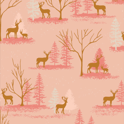 Baumwolle Deer in Winterland rosa