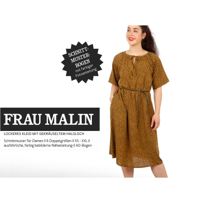 Frau Malin - Kleid mit gekräuseltem Ausschnitt