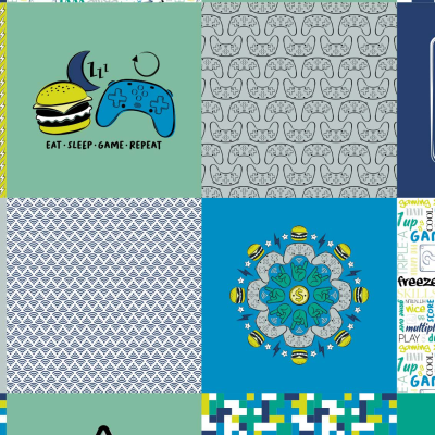 Baumwolle Happy Patchwork Blanket grün-blau by lycklig design