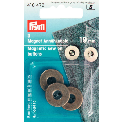 Prym Magnet-Annähknöpfe 19mm altmessing 3 Stück