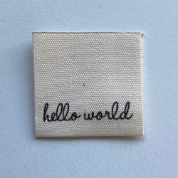 1 Baumwoll Label hello world
