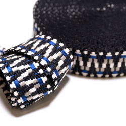 Gurtband Aztec schwarz-offwhite-blau 40mm