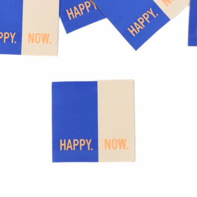 1 XXL Label HAPPY NOW blau-beige