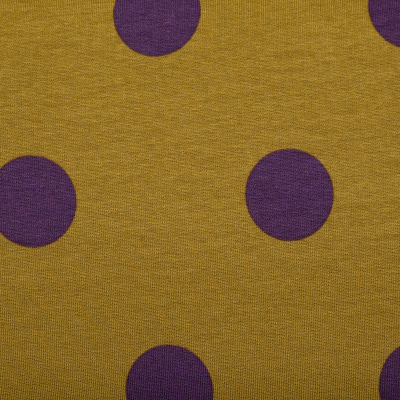 French Terry Big Dots oliv-aubergine
