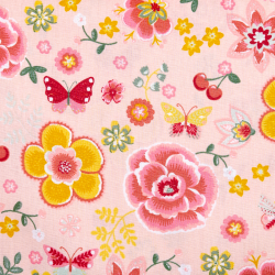REST: Baumwolle "Happy Flowers" rosa - 45cm