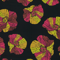 Viskose Poppies schwarz-pink by Bienvenido Colorido