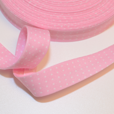 Schrägband rosa mit kleinen weissen Punkten